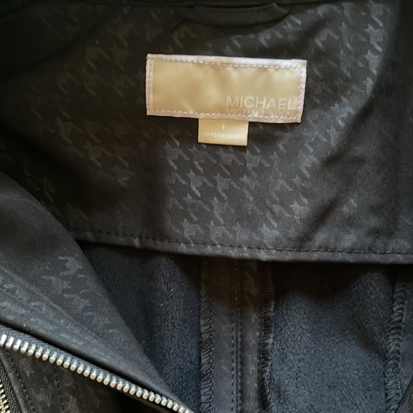 MICHAEL Kors Black Belted Soft Shell Houndstooth Zip Trench Jacket Coat - Picture 8 of 12